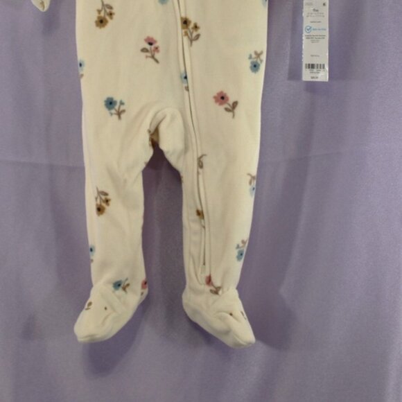 Carter’s Baby Girl Fleece Footed Sleeper Zip One-Piece 9 Months NWT Floral Cream - Picture 3 of 6